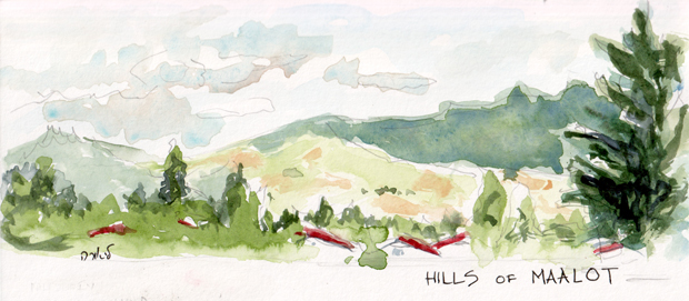 Hills of Maalot, watercolor