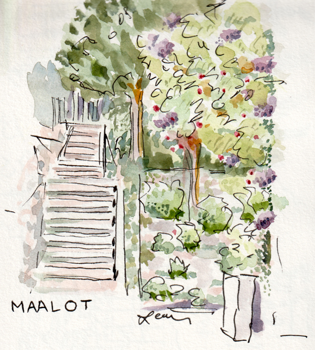 Maalot steps, watercolor